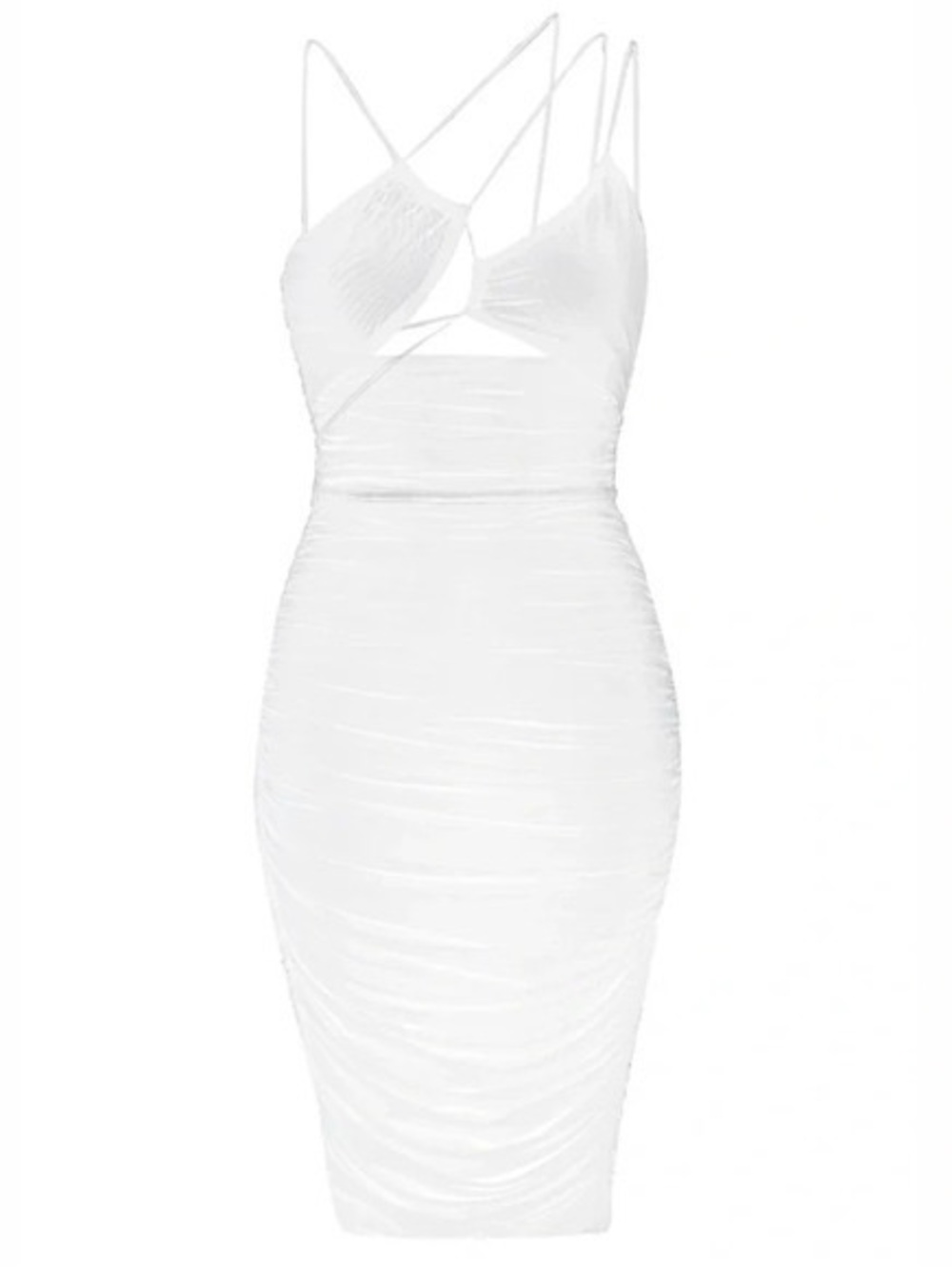 NWT LEAU Seoul Black Strappy Mesh Ruched Dress